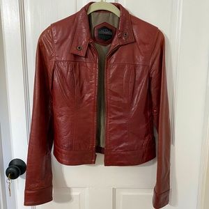 Women’s leather jacket. Size XS in Burgundy/wine.
